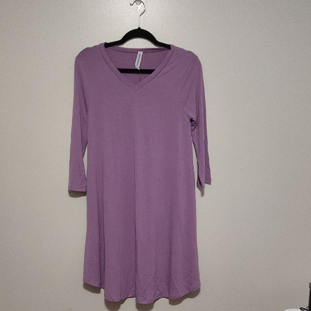 Zenana Lavender Pocket Dress | Flowy Casual A-Line Mini Dress - Picture 2 of 3